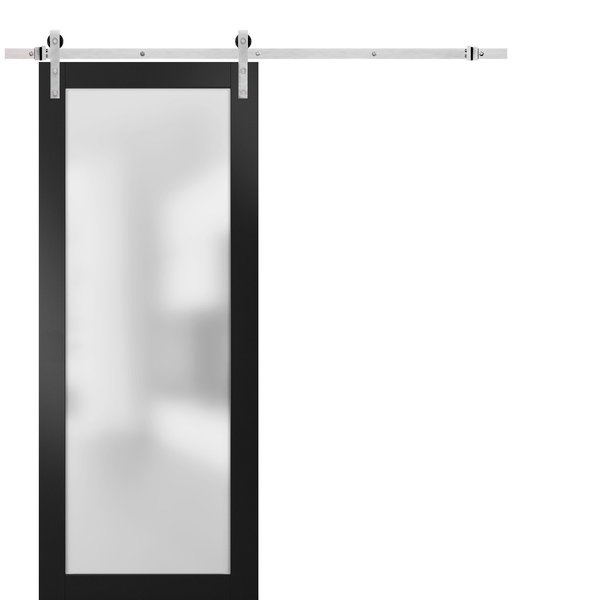 Sartodoors Barn Interior Door, 36" x 84", White PLANUM2102BD-S-BLK-24